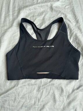 Nike Air Black Racerback Sports Bra with White Logo